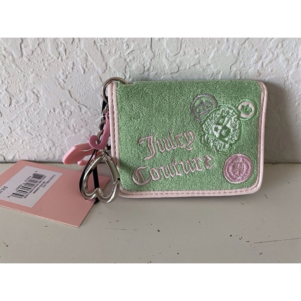 Juicy Couture Retro Green Juicy Girl Rule Card Case Wallet Patches FOB & Charm